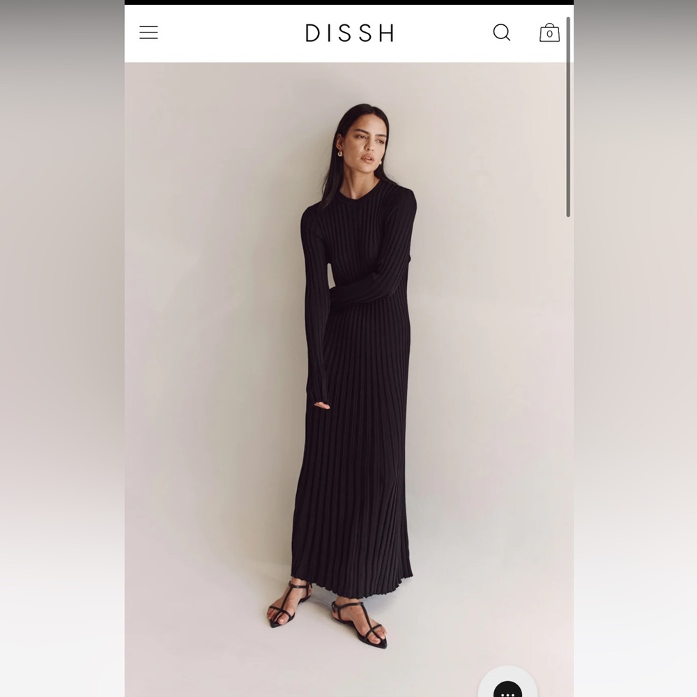 DISSH ADA BLACK LONG SLEEVE MIDI DRESS XS